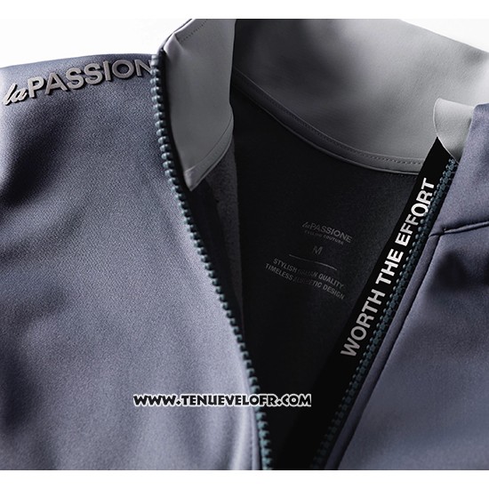 2019 Maillot Ciclismo La Passione Gris Blanc Manches Longues et Cuissard